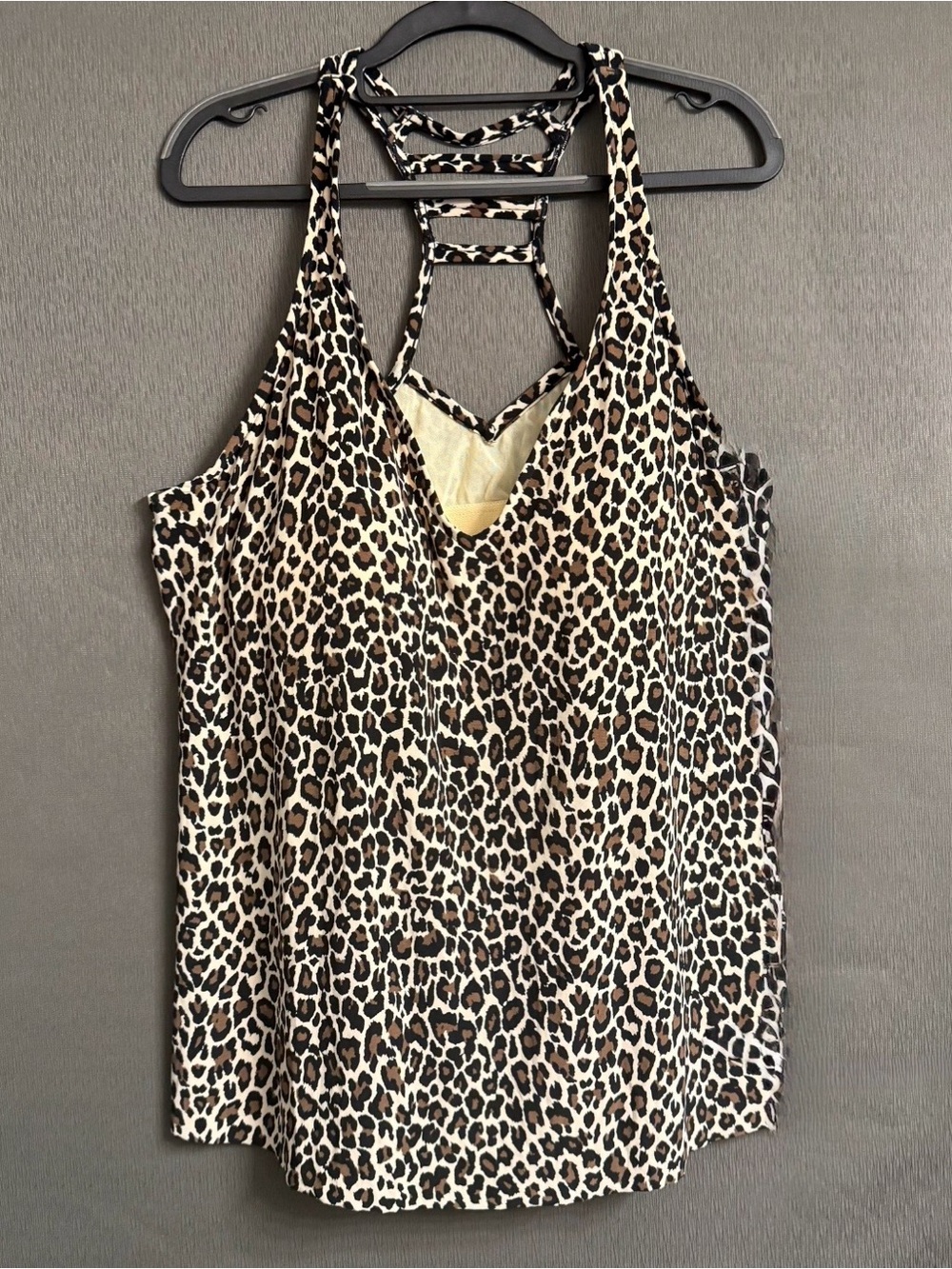 NWT AquaGreen Leopard Print Tankini Swim Top Plus Size 18W Cage Back
